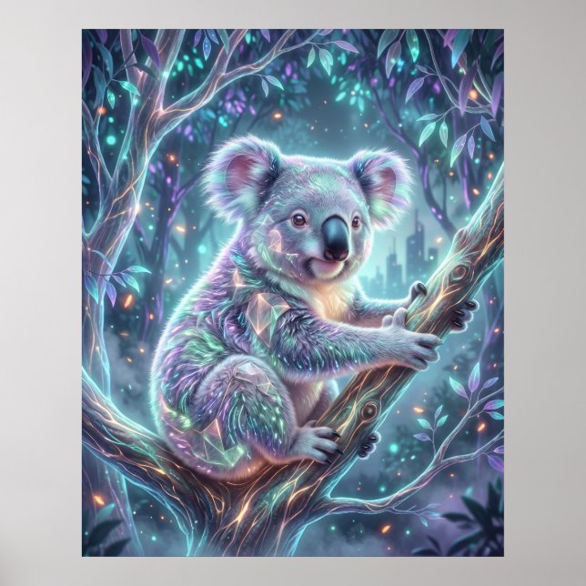 Hologramm Koala Neon-Krone Poster (Vorne)