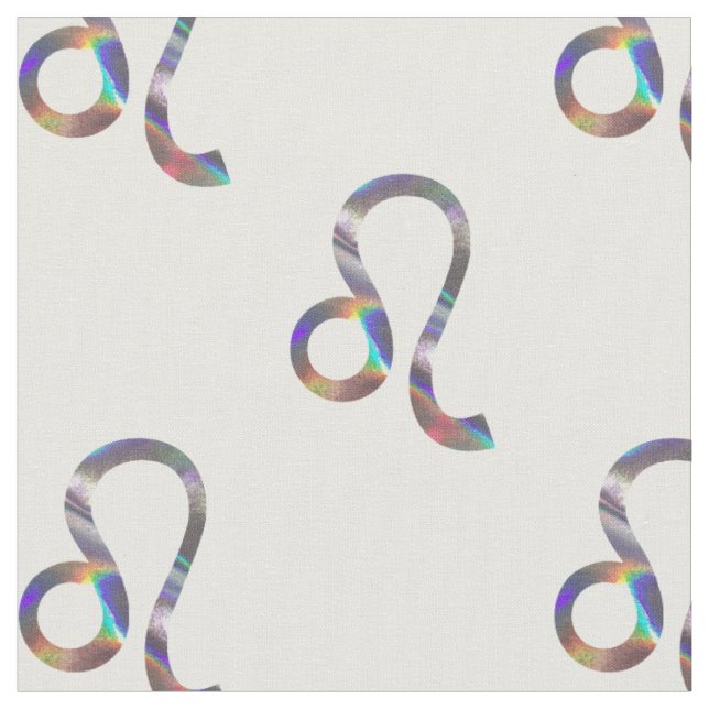 "Hologramm-Leo ","holografischer Leo","silberner L Stoff (Nahaufnahme)