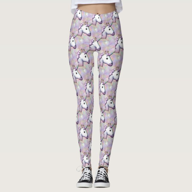 Hologramm unicorn emoji Leggings (Vorderseite)