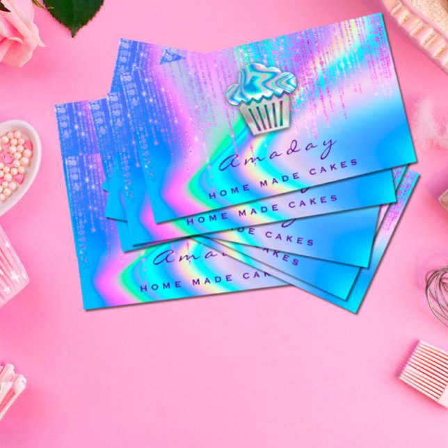 Holograph Bakery Zuhause Made Cakes Logo Muffin Visitenkarte (Von Creator hochgeladen)