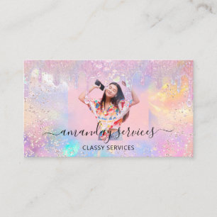 Holograph Boutique Shop Tropfen QR Logo CustomFoto Visitenkarte