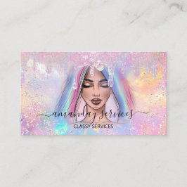 Holograph Boutique Shop Tropfen QR-Logo Rosa Visitenkarte