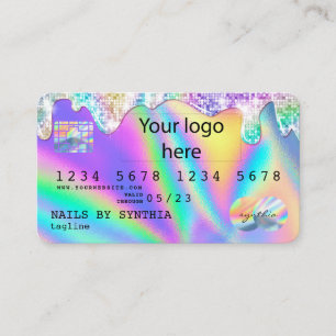 Holograph Credit Card Nail Tech ADD LOGO Visitenkarte