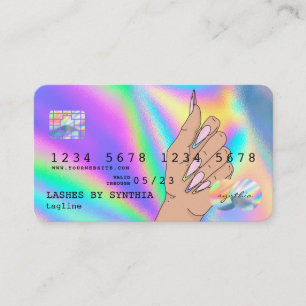 Holograph Credit Card Nail Tech Logo hinzufügen Visitenkarte