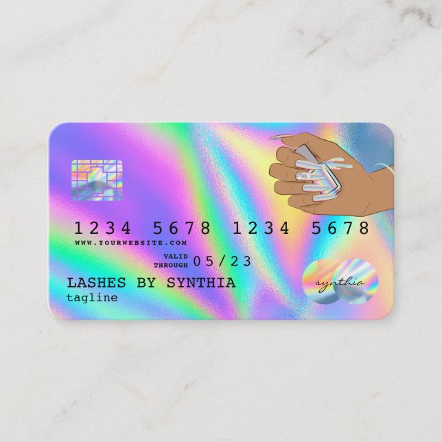 Holograph Credit Card Nail Tech Visitenkarte (Vorderseite)