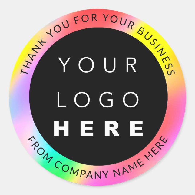 Holograph Custom Logo Name Web Pink Danke Rainbow Runder Aufkleber (Vorderseite)