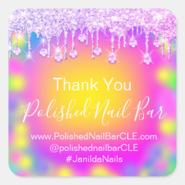 Holograph Danke Diamond Tropfen Nail Color Therapy Quadratischer Aufkleber