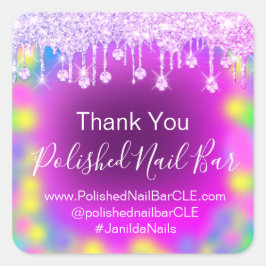 Holograph Danke Diamond Tropfens Nagelfarbtherapie Quadratischer Aufkleber