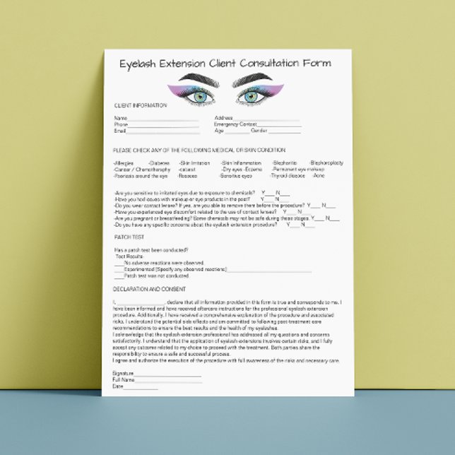 Holograph Eyelash Extension Briefbogen (Allergy Patch Test Holograph Eyelash Extension Letterhead)