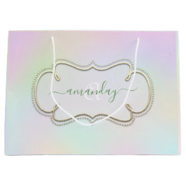 Holograph Gerahmt Royal Monogram Princess Pink Große Geschenktüte