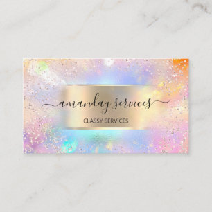 Holograph Makeup Gold Confetti Boutique Shop Pink Visitenkarte