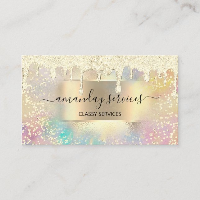 Holograph Makeup Lashes NAILS Boutique Gold Tropfe Visitenkarte (Vorderseite)