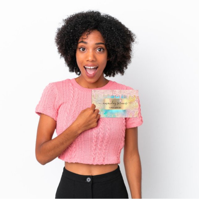 Holograph Makeup Lashes NAILS Studio Gold Pink Visitenkarte (Holograph Makeup Lashes NAILS Studio Gold Pink Business Card)