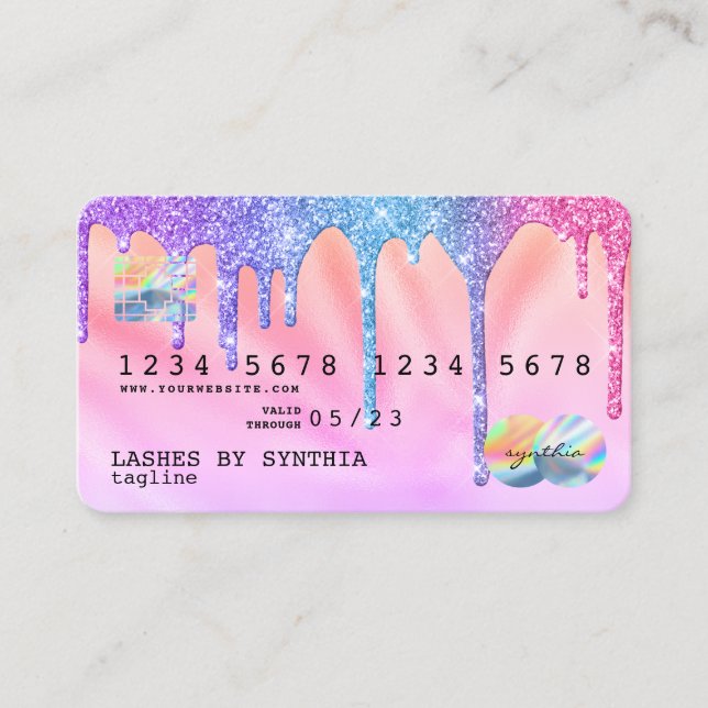 Holograph Pastel Modern Credit Card Style Visitenkarte (Vorderseite)