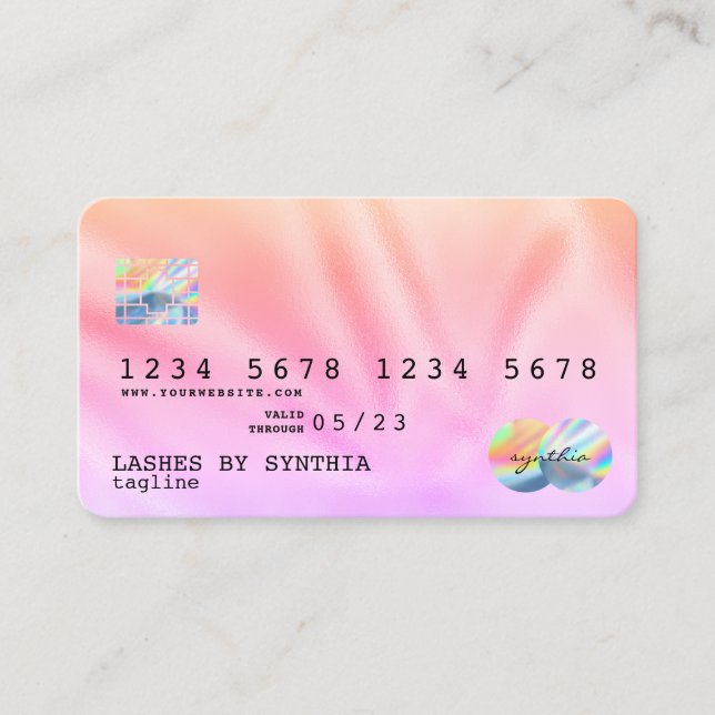 Holograph Pastel Modern Credit Card Style Visitenkarte (Vorderseite)