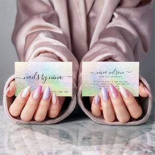 Holograph-Regenbogen-Glitzer mit elegantem Skript Visitenkarte