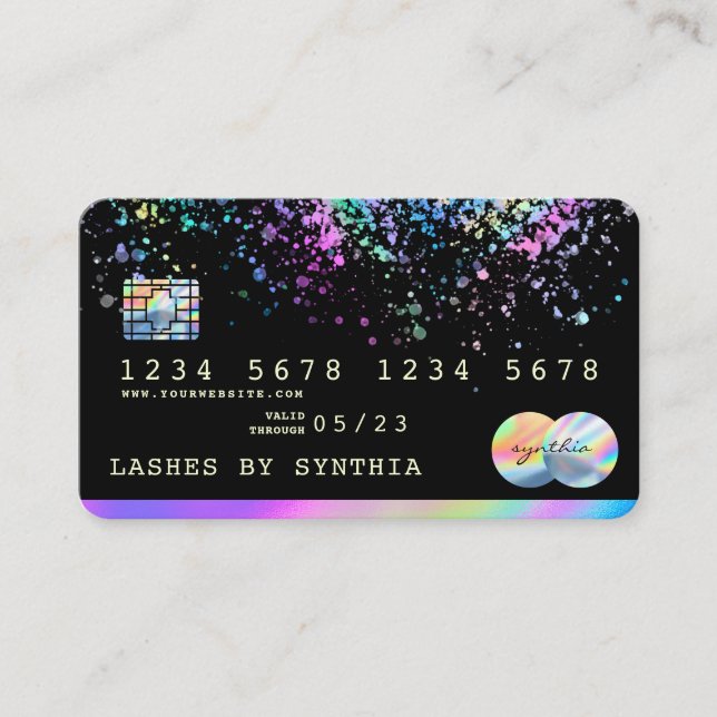 Holograph Splash Modern Credit Card Visitenkarte (Vorderseite)