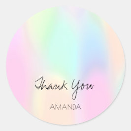 Holograph Tropfens Pink Strokes Danke Name Runder Aufkleber