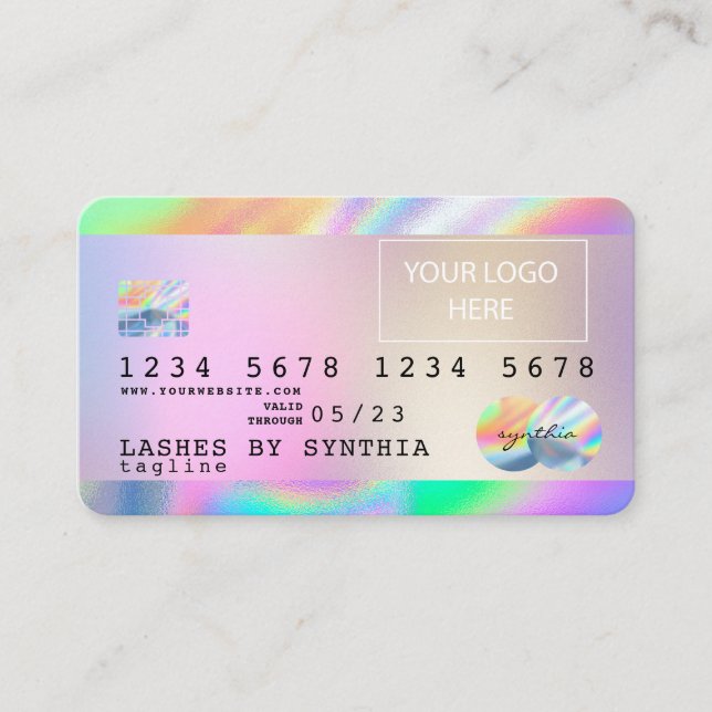 Holograph Unicorn Dripp Credit Card Ihr Logo hinzu Visitenkarte (Vorderseite)