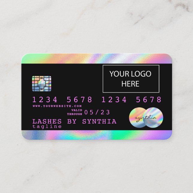 Holograph Unicorn Dripp Credit Card Ihr Logo hinzu Visitenkarte (Vorderseite)