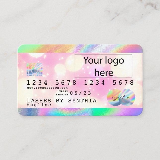 Holograph Unicorn Dripp Credit Card Ihr Logo hinzu Visitenkarte (Vorderseite)