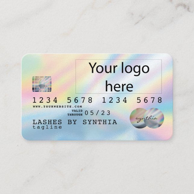 Holograph Unicorn Dripp Credit Card Ihr Logo hinzu Visitenkarte (Vorderseite)