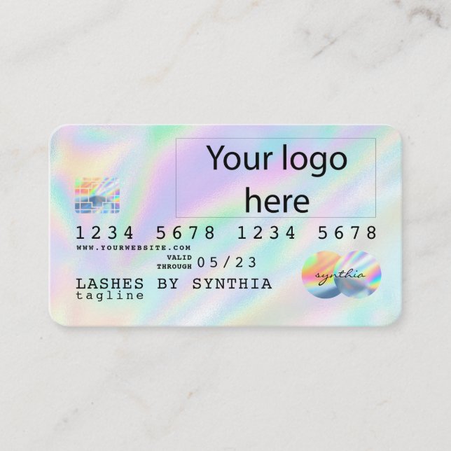 Holograph Unicorn Dripp Credit Card Ihr Logo hinzu Visitenkarte (Vorderseite)