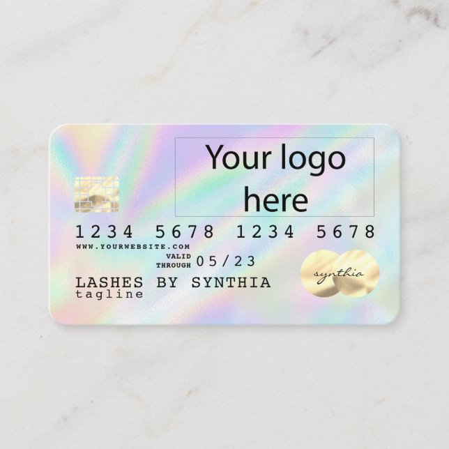 Holograph Unicorn Dripp Credit Card Ihr Logo hinzu Visitenkarte (Vorderseite)