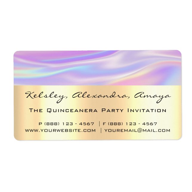 Holograph Unicorn Gold Bridal Lila Sweet 16. (Vorne)