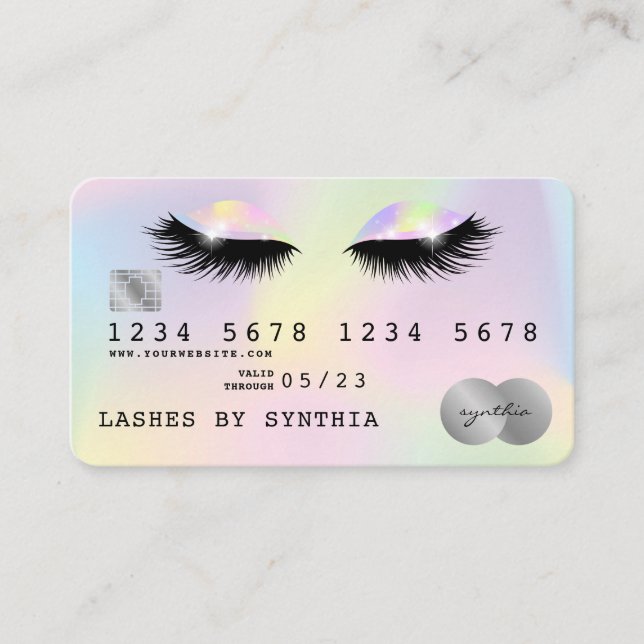 Holograph Unicorn Modern Credit Card Lashes Visitenkarte (Vorderseite)