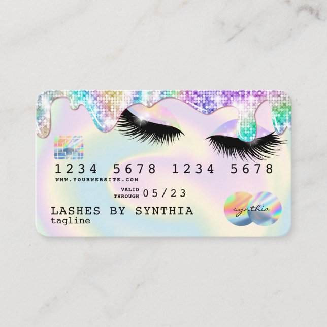 Holograph Unicorn Modern Credit Card Lashes Visitenkarte (Vorderseite)