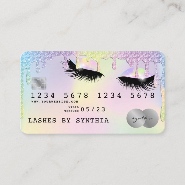 Holograph Unicorn Modern Credit Card Lashes Visitenkarte (Vorderseite)