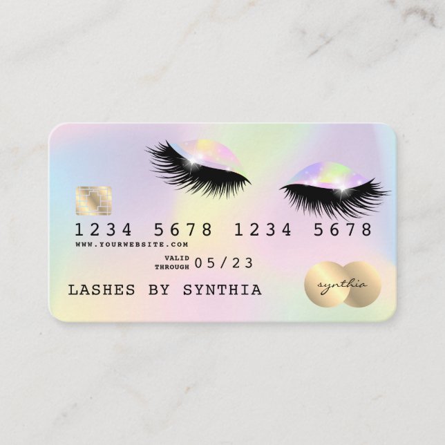 Holograph Unicorn Modern Credit Card Lashes Visitenkarte (Vorderseite)