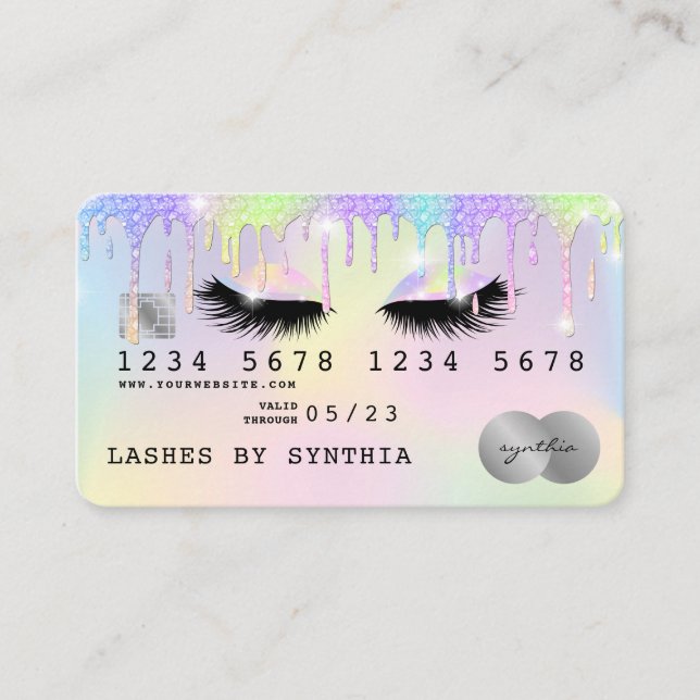 Holograph Unicorn Modern Credit Card Lashes Visitenkarte (Vorderseite)