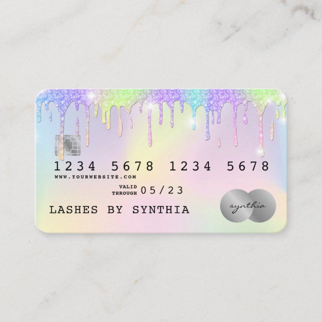 Holograph Unicorp Dripping Credit Card Lashes Visitenkarte (Vorderseite)