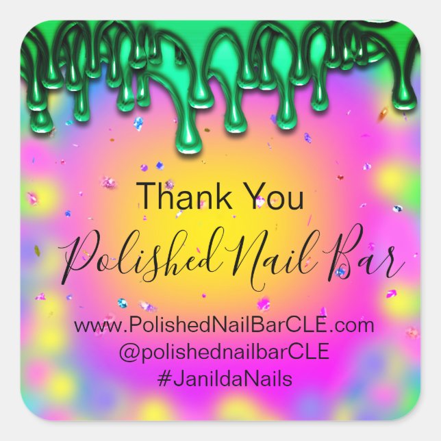 Holograph Vielen Dank Boutique Tropfen Hot Pink Gr Quadratischer Aufkleber (Vorderseite)