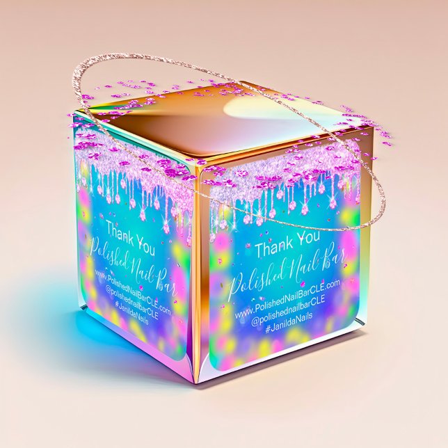 Holograph Vielen Dank Diamond Tropfen Nails Hot Pi Quadratischer Aufkleber (Holograph Thank You Diamond Drip Nails Hot Pink Square Sticker)