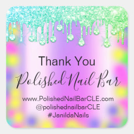 Holograph Vielen Dank Diamond Tropfens Nail Hot Pi Quadratischer Aufkleber