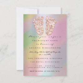 HolographGlitter Tropfens Rose Gold Baby Shower Fe Einladung