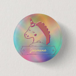Holographic 3D Unicorn-Individuelle Name Button