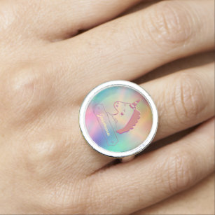 Holographic 3D Unicorn-Individuelle Name     Ring