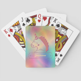 Holographic 3D Unicorn-Individuelle Name Spielkarten