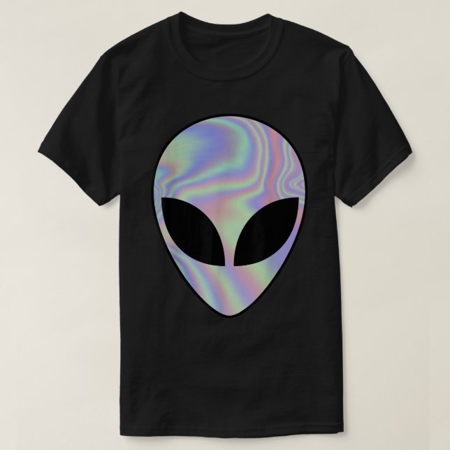 Holographic Alien Face Aesthetic T-Shirt (Design vorne)