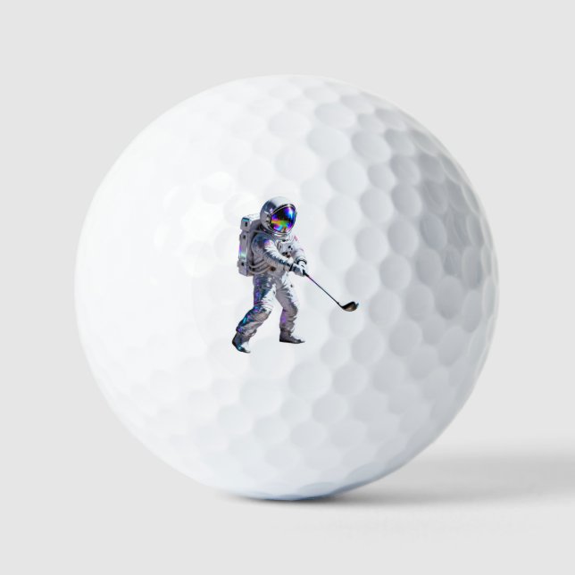 Holographic Astronaut Space Golfer Custom GolfBall (Vorderseite)
