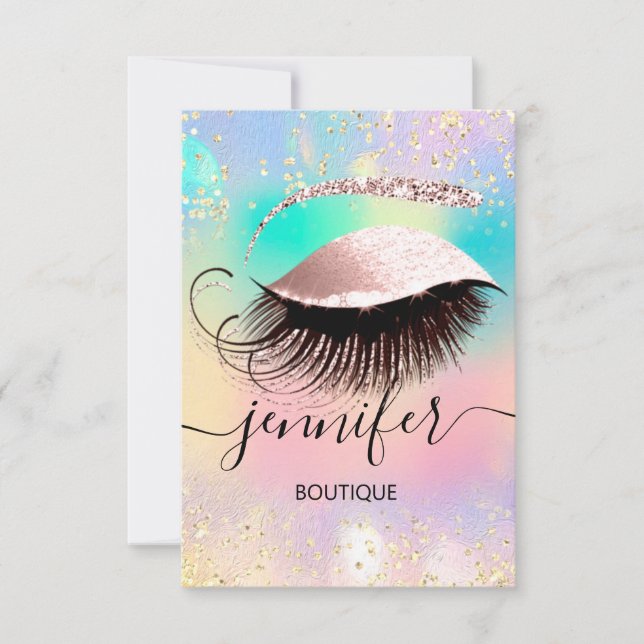 Holographic Beruflich Eyelash Confetti Makeup Einladung (Vorderseite)