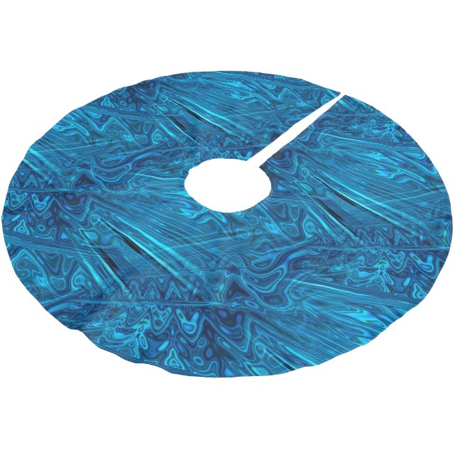 Holographic Blue Fraktal IMITATS Paua Abalone Musc Fleece Weihnachtsbaumdecke (Schrägansicht)