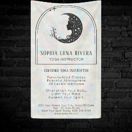 Holographic Boho Arch Celestial Crescent Moon Banner