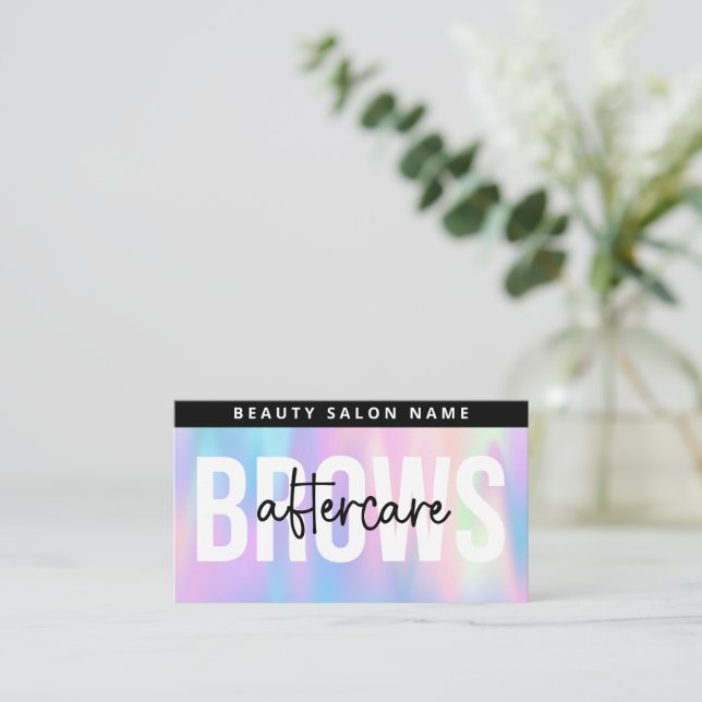 Holographic Brows Aftercare PMU Brow Instructions Visitenkarte (Stehend Vorderseite)