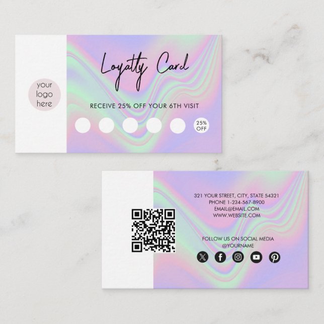 Holographic Business Logo QR Code Loyalty  Visitenkarte (Vorne/Hinten)