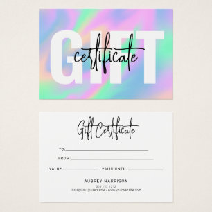 Holographic Chic Script Geschenkgutschein
